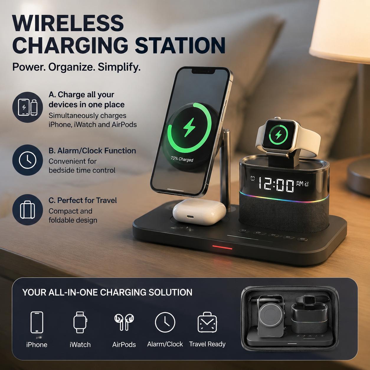 Desk Setup Home - Магнитная беспроводная зарядная станция для телефонов