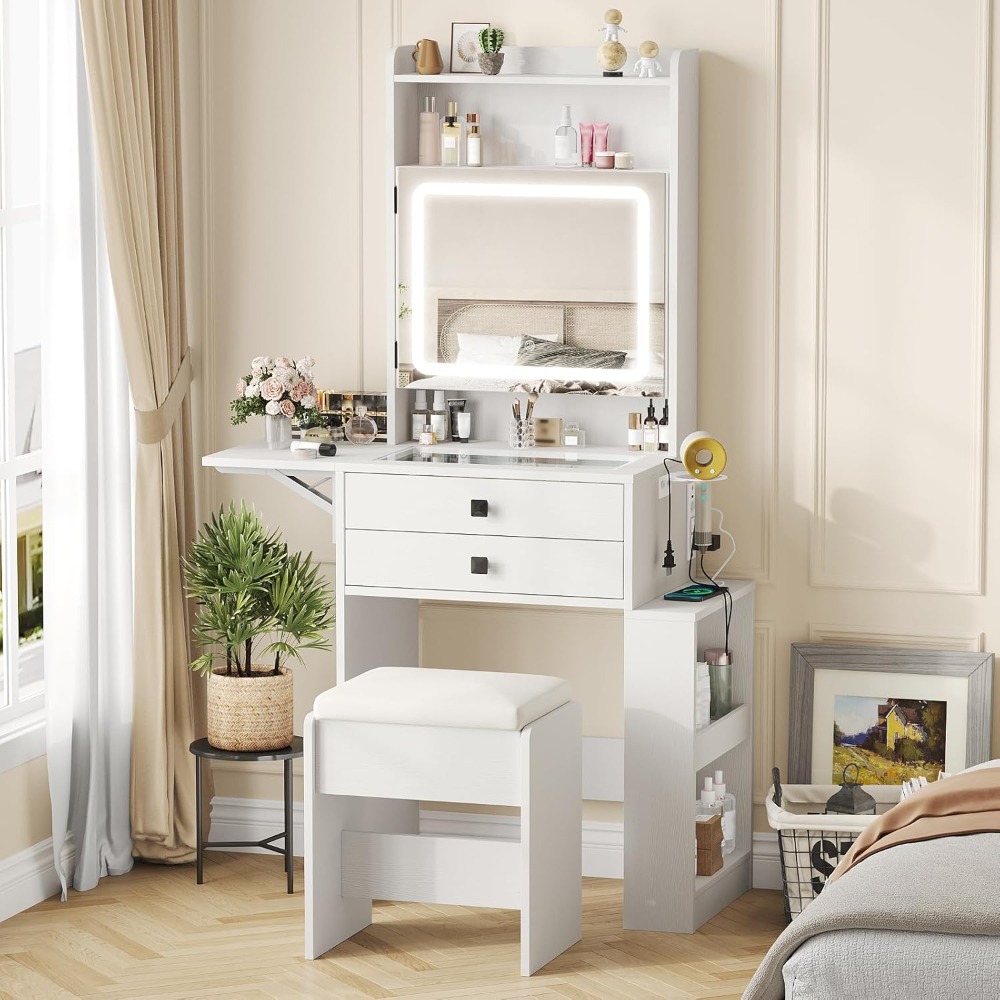 Desk Setup In Small Bedroom - Маленький туалетный столик с 3 регулируемыми