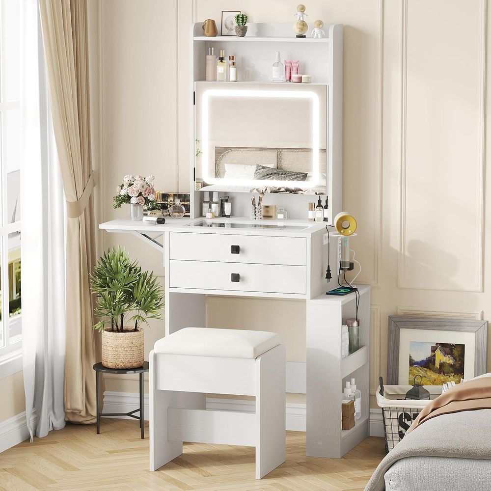 Desk Setup In Small Bedroom - Маленький туалетный столик Vabches с панелью
