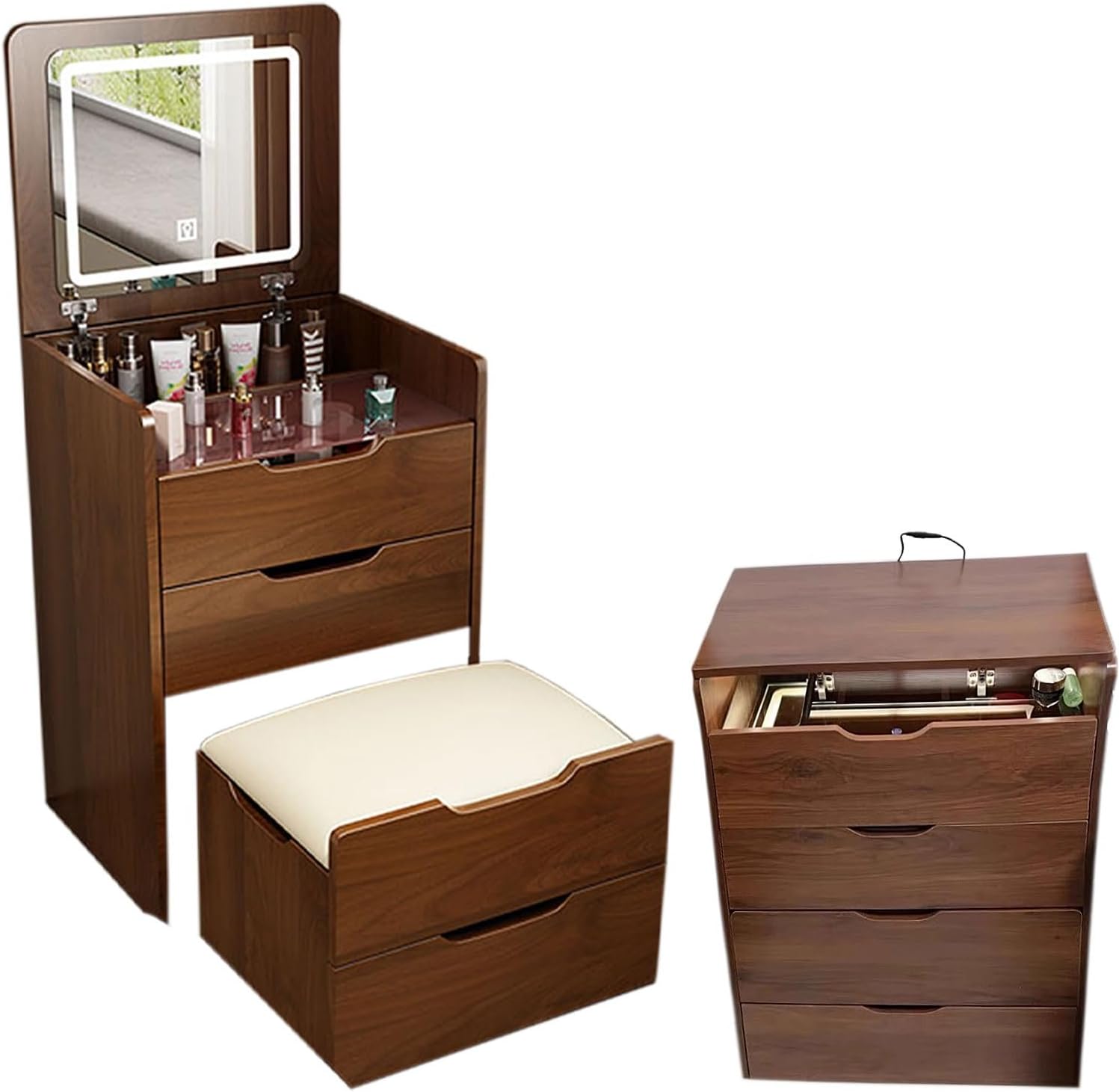 (Орех) Туалетный столик 3 в 1  – обзор и цена Desk Setup In Small Bedroom
