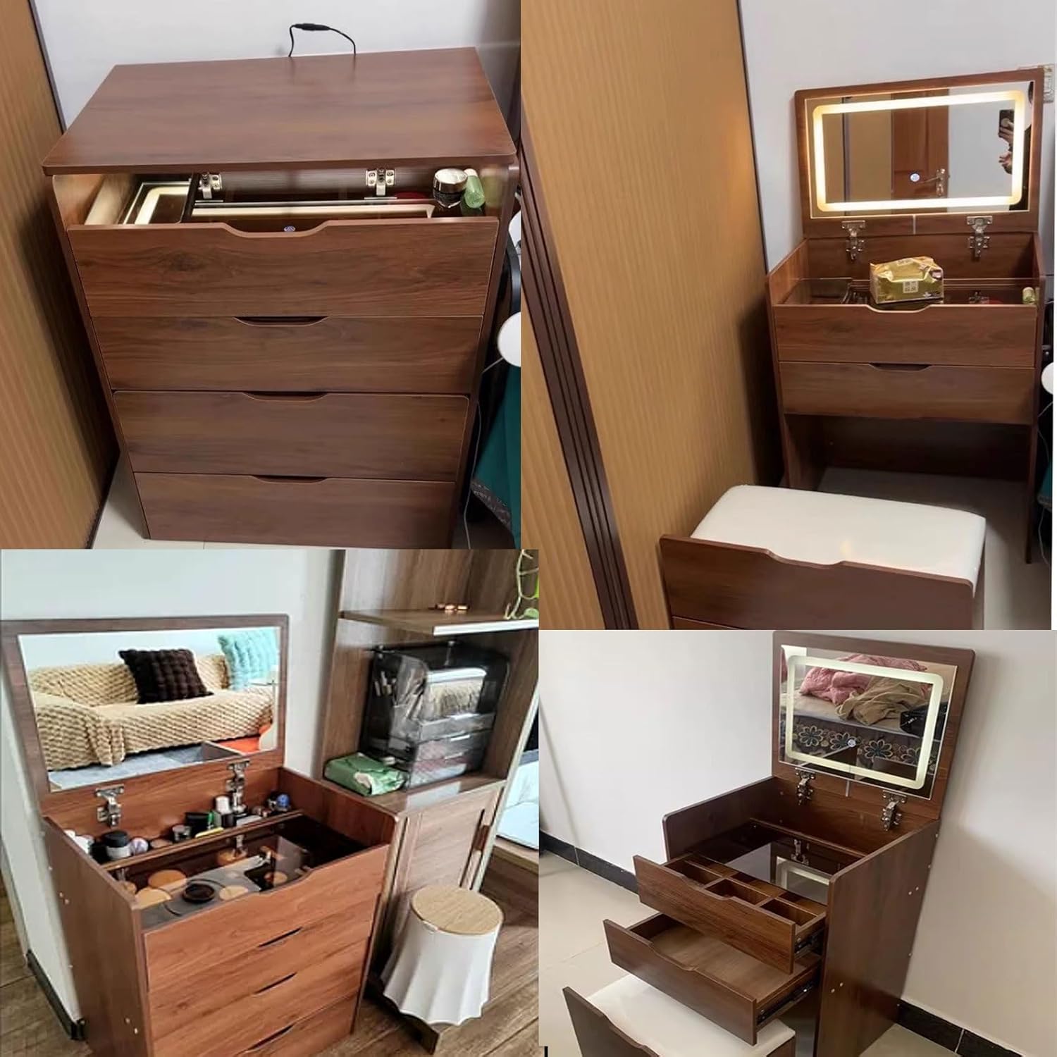 (Орех) Туалетный столик 3 в 1  – обзор и цена Desk Setup In Small Bedroom